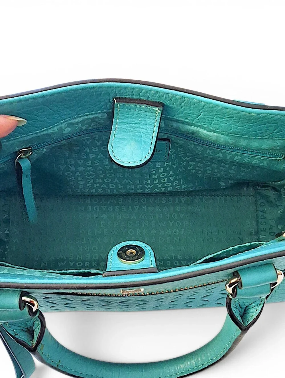 Kate Spade New York Turquoise Pebbled Leather Satchel Crossbody 💙